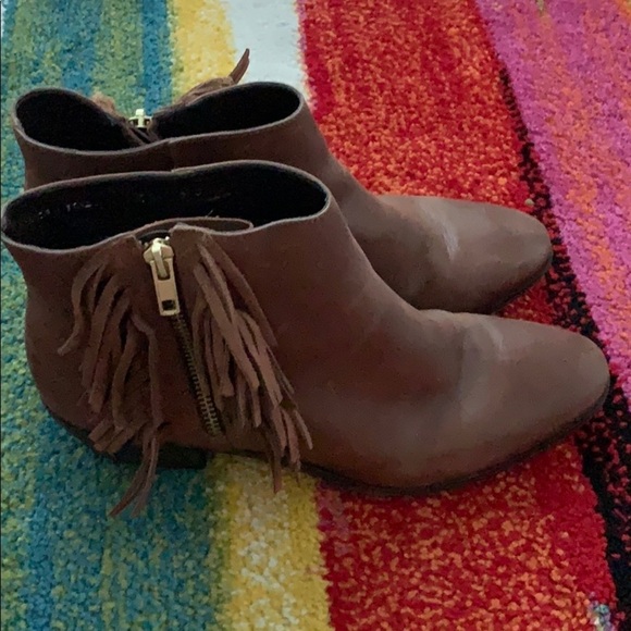 ANTHROPOLOGIE Klub Nico Brown Leather Fringe Boots - Picture 3 of 8